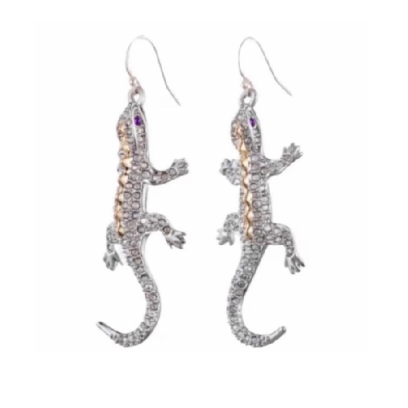 $225 Alexis Bittar Encrusted Crystal Lizard Earrings - Picture 1 of 5
